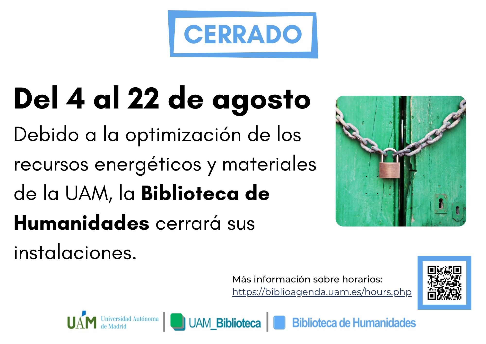 Cierra la Biblioteca de Humanidades del 4 al 22 de agosto 