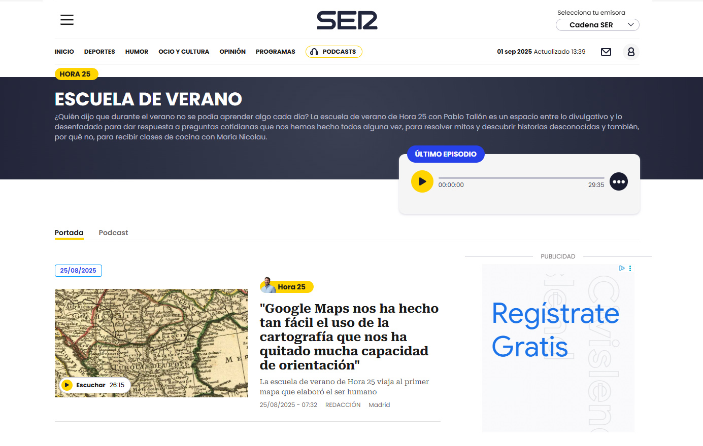 Entrevista sobre cartografía en Hora 25