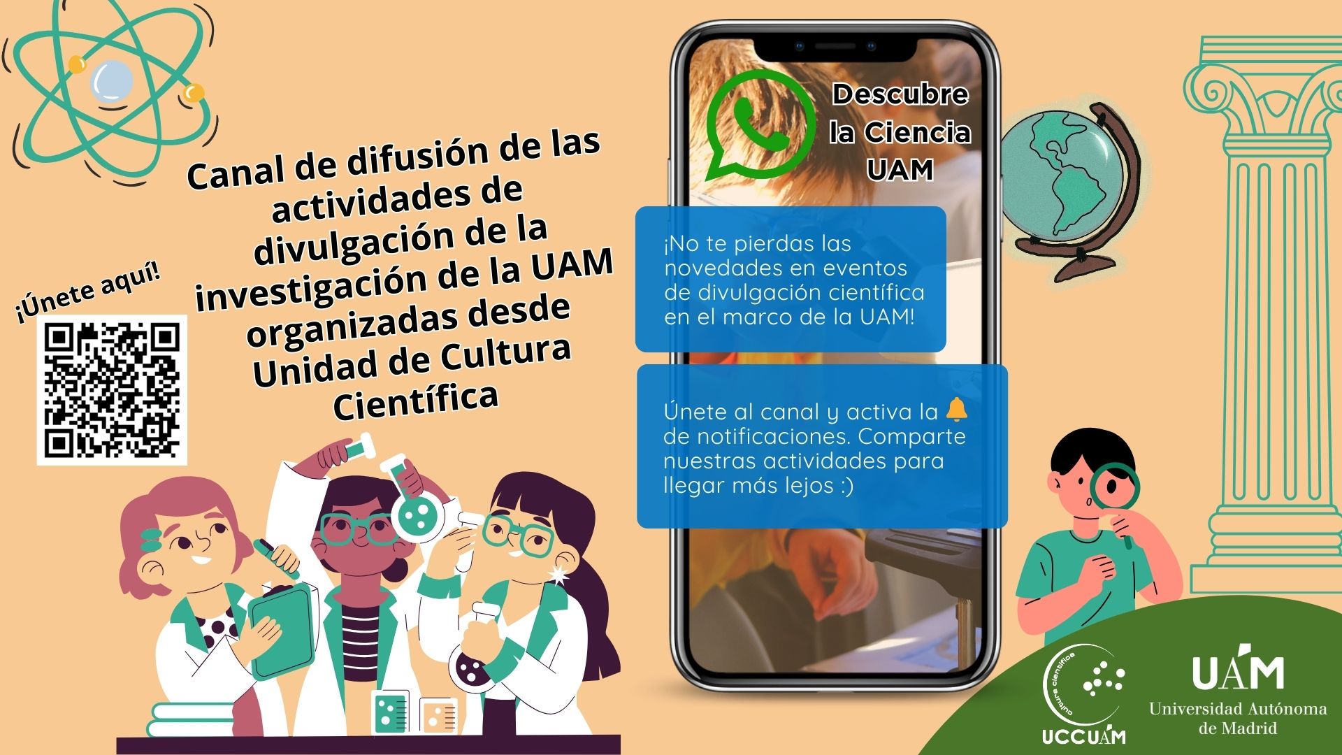 Imagen que anuncia el canal de whatsapp que se lanza desde la UCCUAM