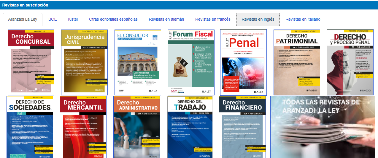 Biblioguía de revistas en suscripción de la Biblioteca de Derecho