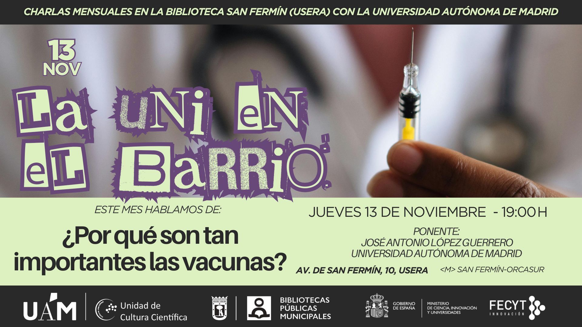 Cartel divulgativo de la Uni en el Barrio