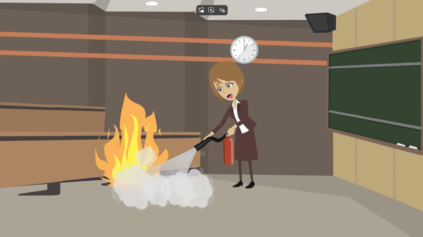 Vídeo animado sobre el Uso de extintores portátiles en la Universidad