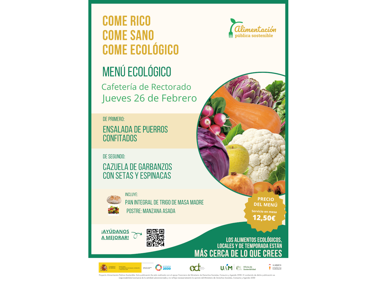 caretel del menú semanal