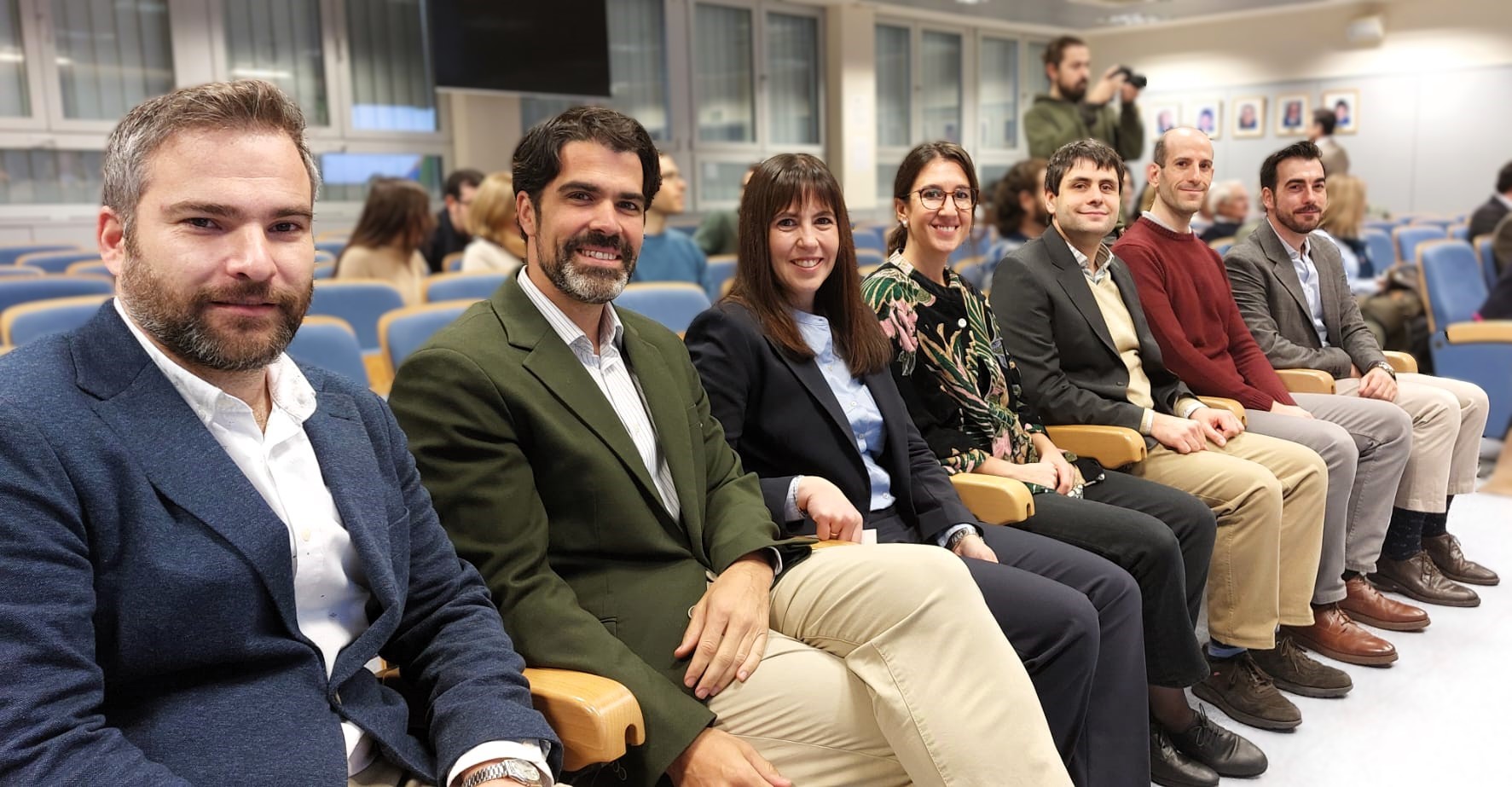 Alfonso Santos, Jesús Manso, Cristina Bravo, Anne-Marie Reynaers, Javier Barbero, Rubén Tolosana y Miguel Ángel Sorrel. / UAM