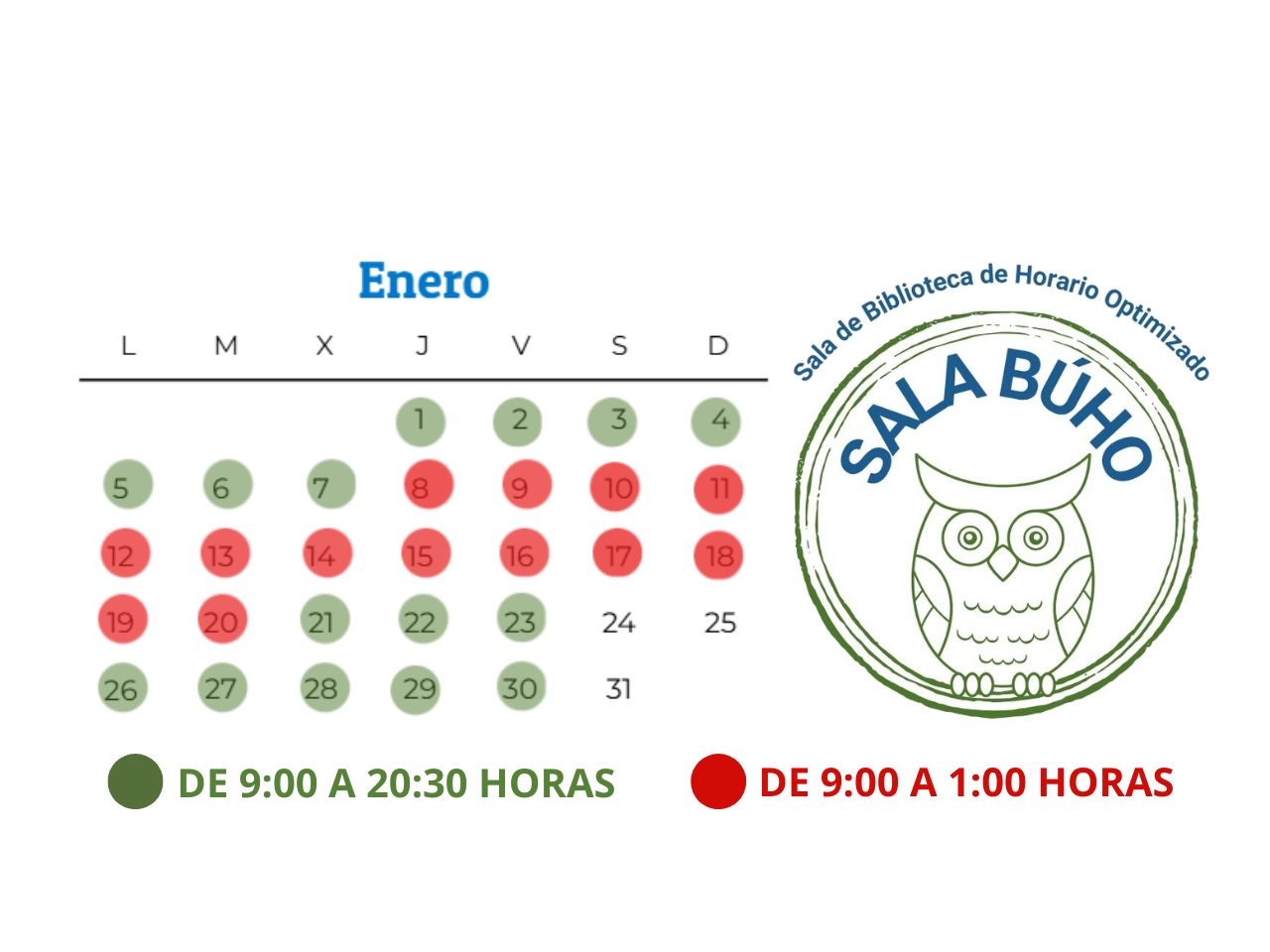 Horario Sala Búho en exámenes