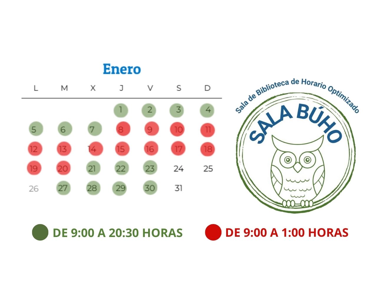 Horario Sala Búho en exámenes