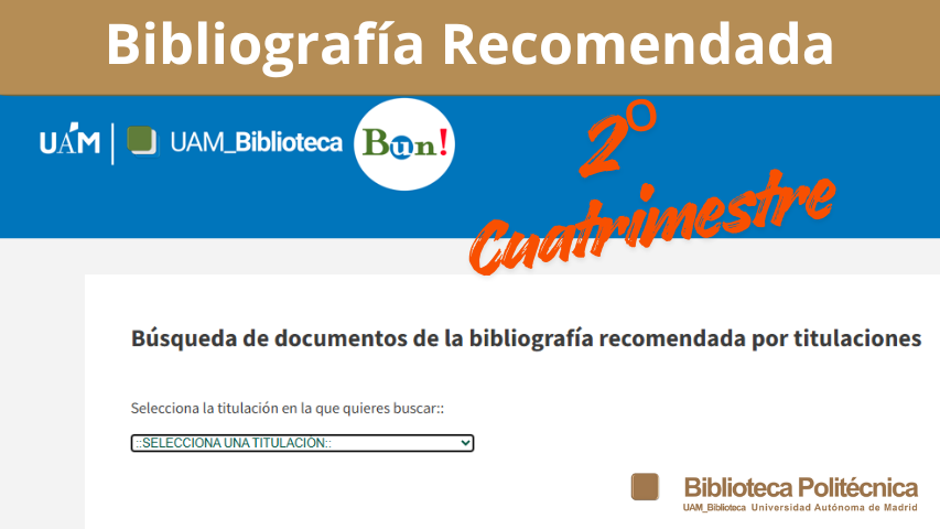 Imagen de una composición del catálogo online BUN con el logo de la Biblioteca.