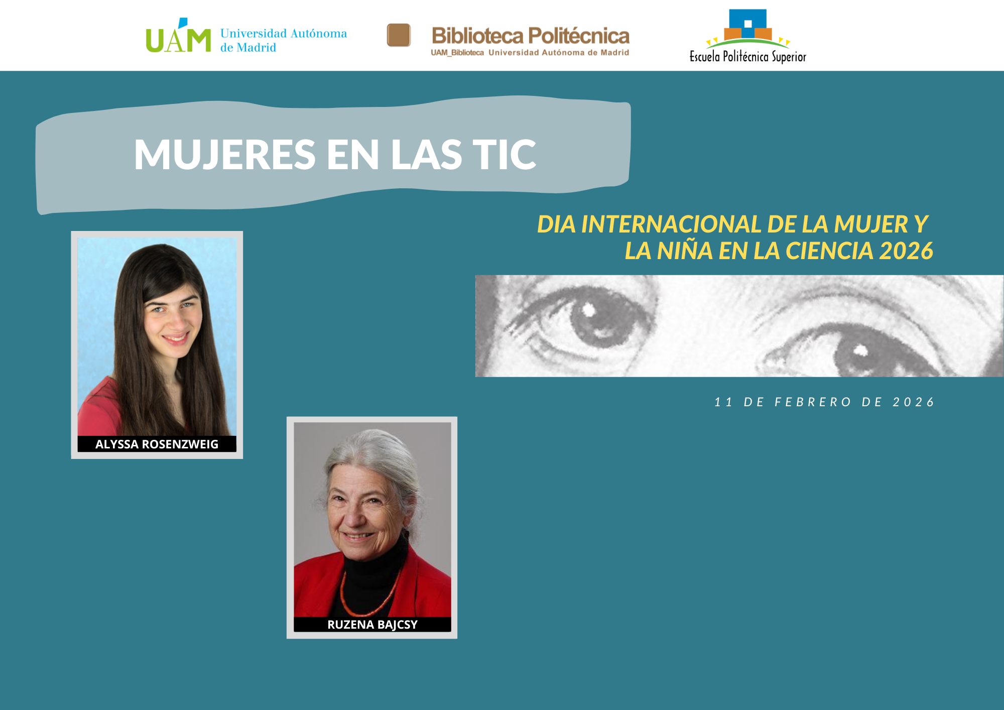 Cartel de la exposición Mujeres en las TIC del año 2026.
