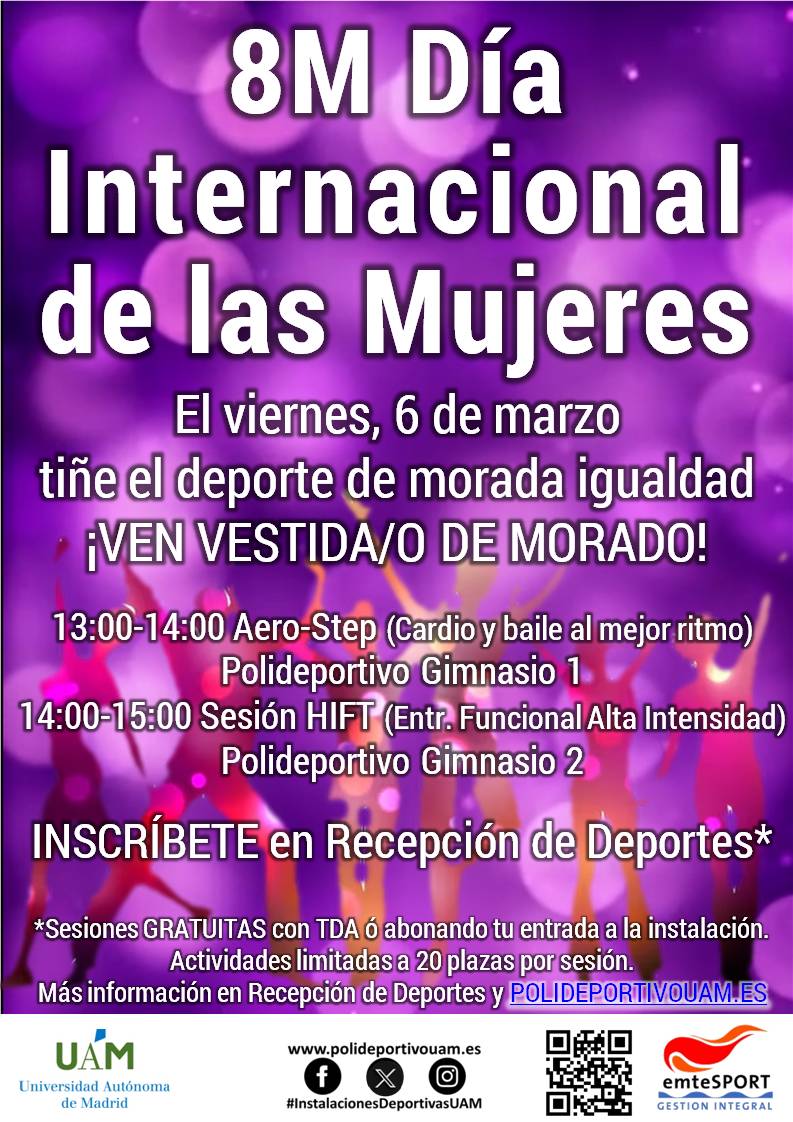 8M 2026 8M Día Internacional de las Mujeres: tiñe el deporte de morada igualdad ¡VEN VESTIDA/O DE MORADO!