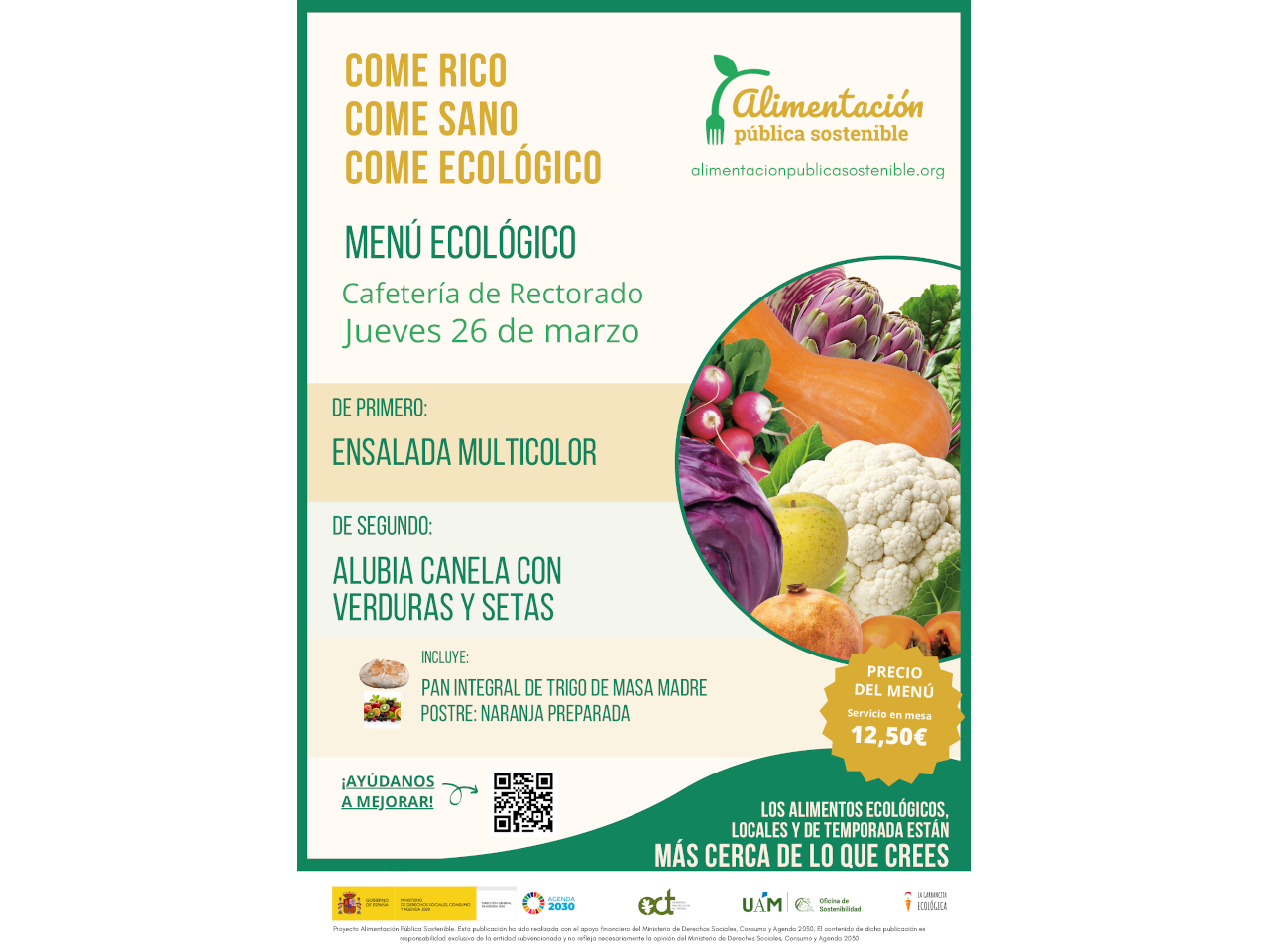 cartel del menú semanal