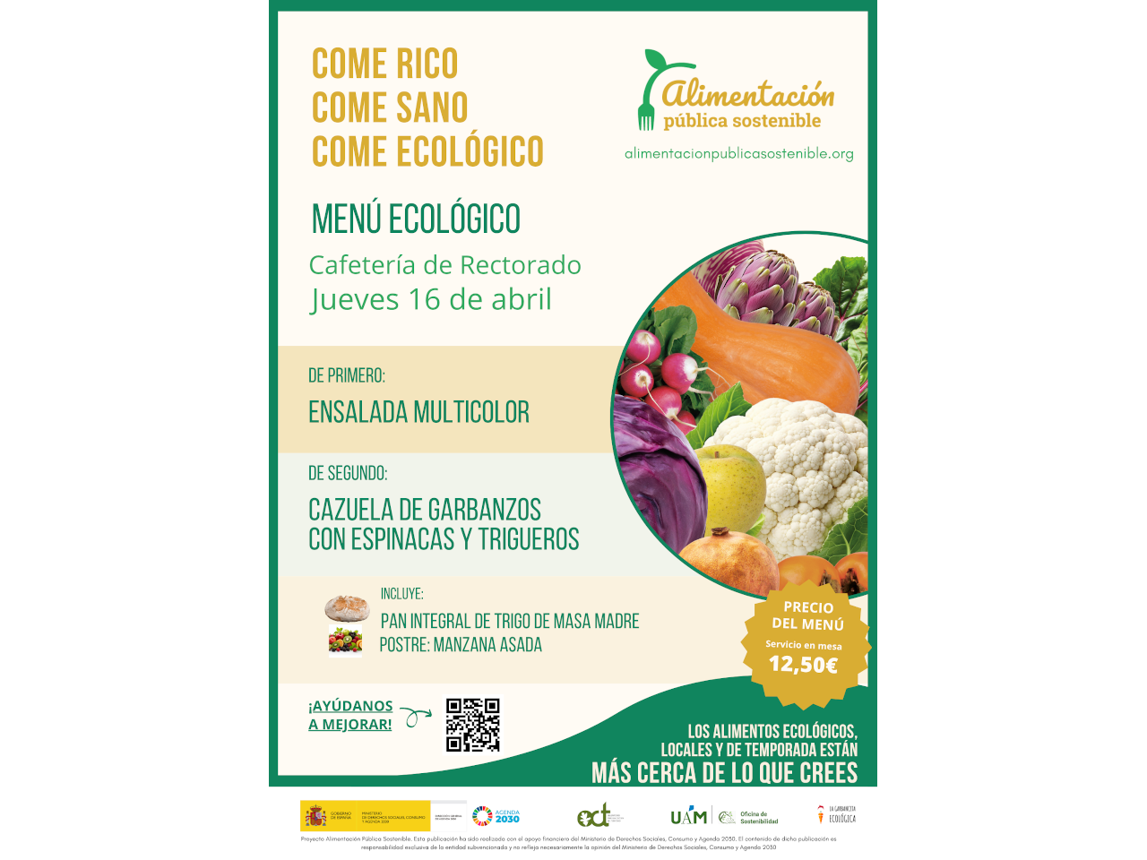 cartel del menú semanal