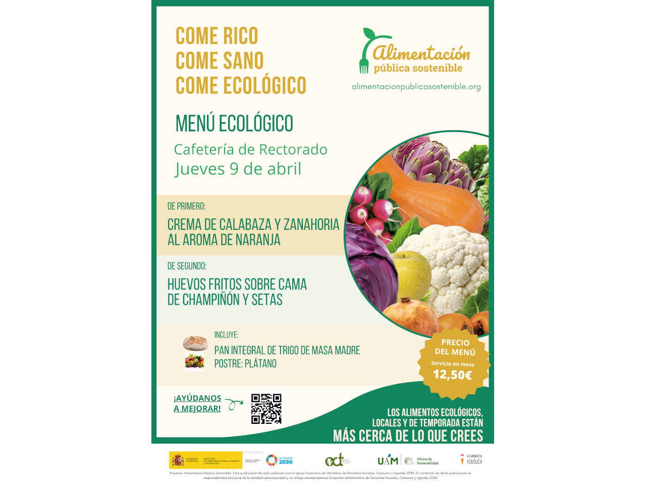 cartel del menú semanal