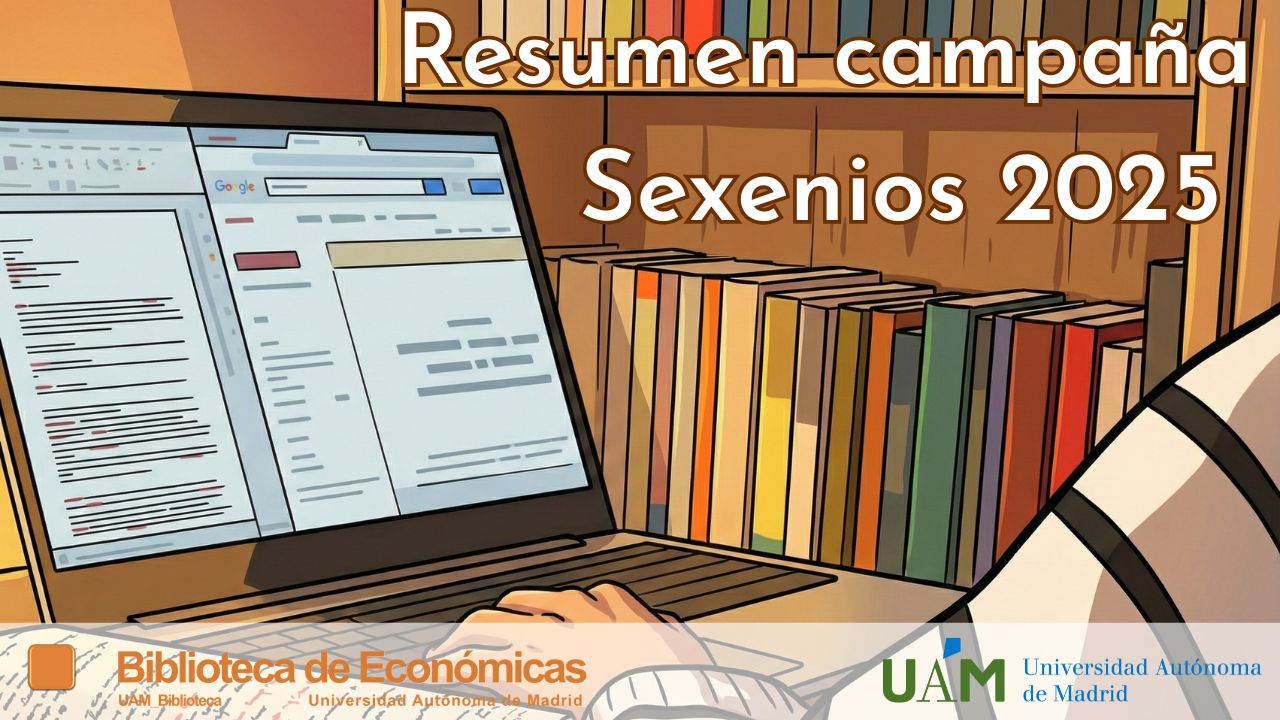 Cartel publicitando el Resumen de la campaña de sexenios 2025 de la Biblioteca de Económicas UAM