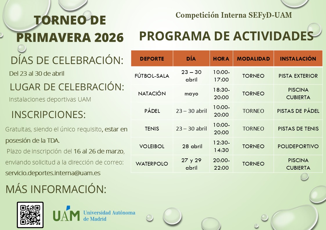 Programa actividades Torneo de Primavera 2026