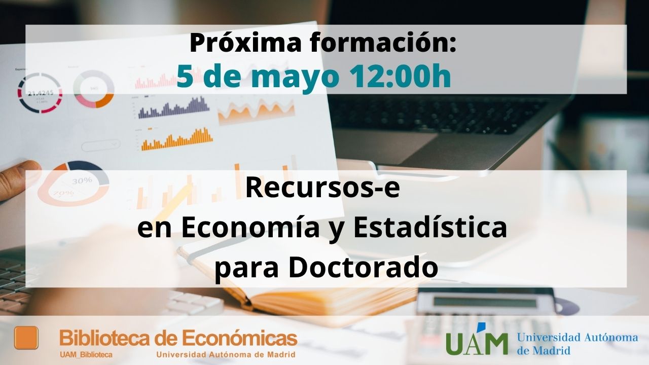 Cartel anunciando la sesión de formación de Recursos-e en Economía y Estadística para doctorado 2026