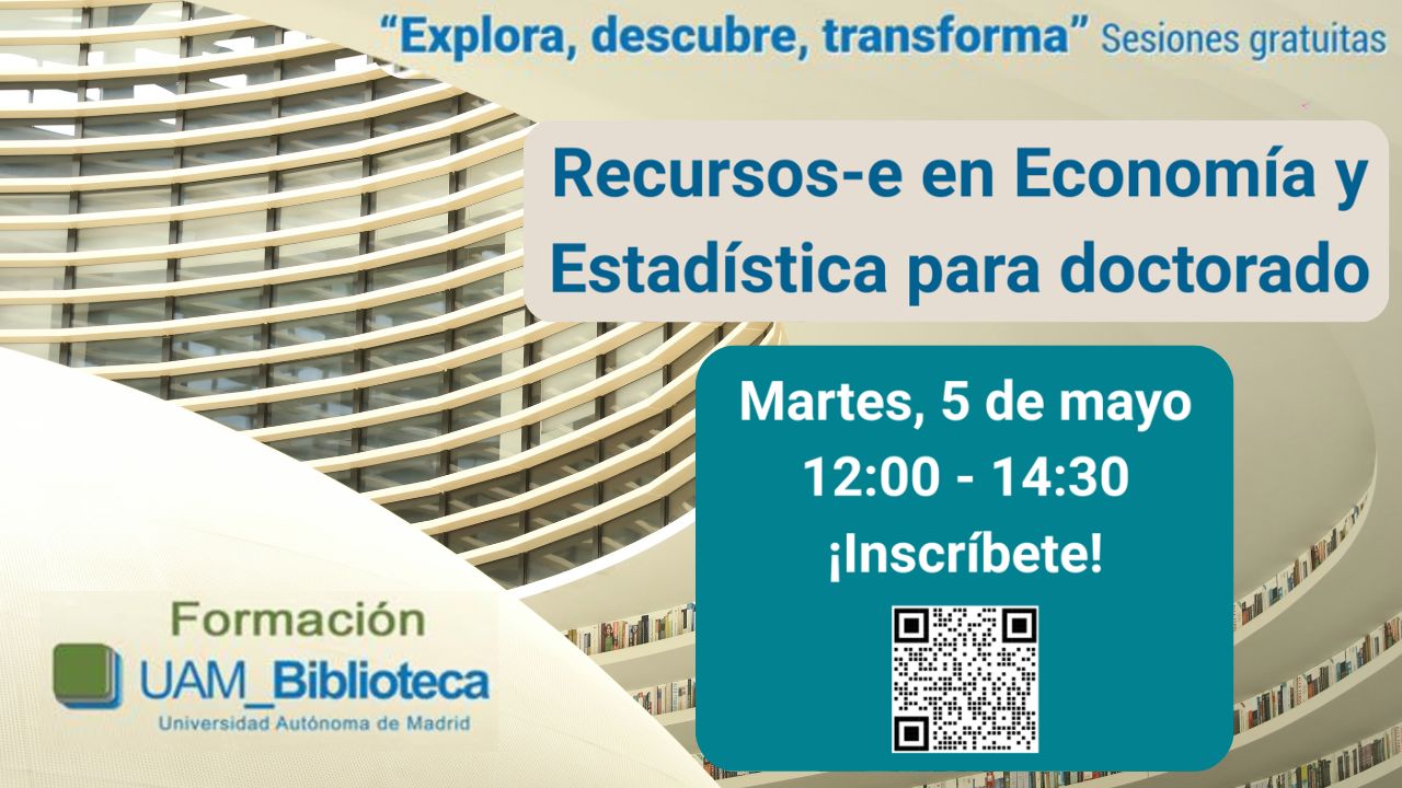 Cartel anunciando la sesión de formación de Recursos-e en Economía y Estadística para doctorado 2026