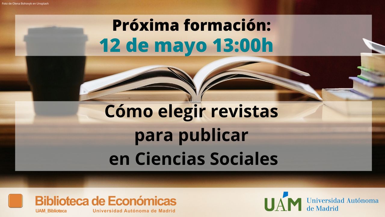 Cartel anunciando la sesión de formación de Cómo elegir revistas para publicar en Ciencias Sociales 2026