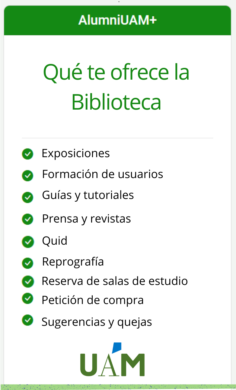 Servicios de la Biblioteca UAM para AlumniUAM+
