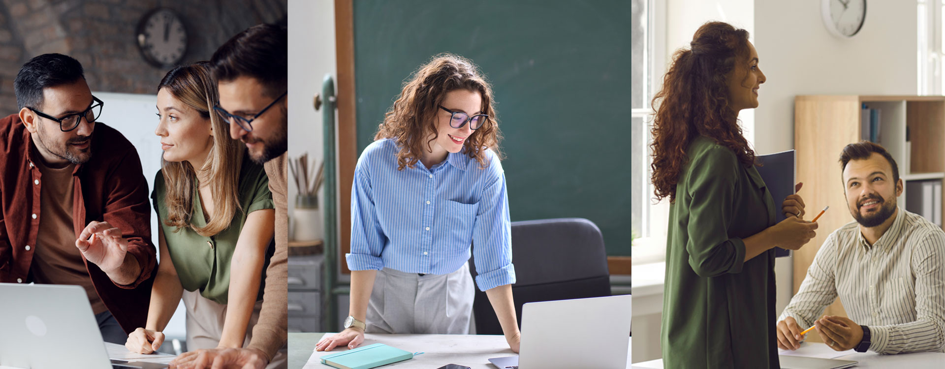 diferentes personas haciendo tareas en pareja