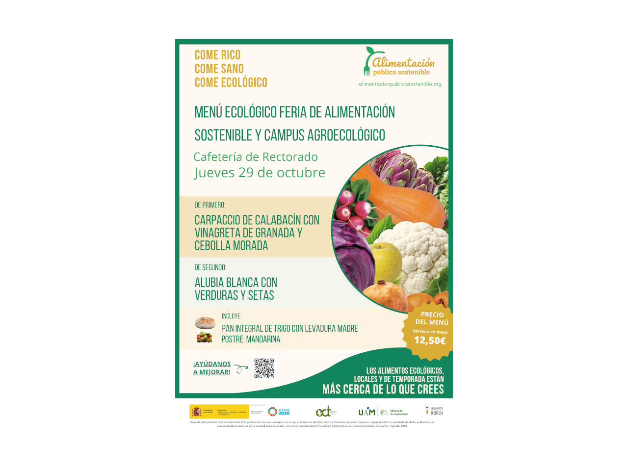 cartel del menú semanal