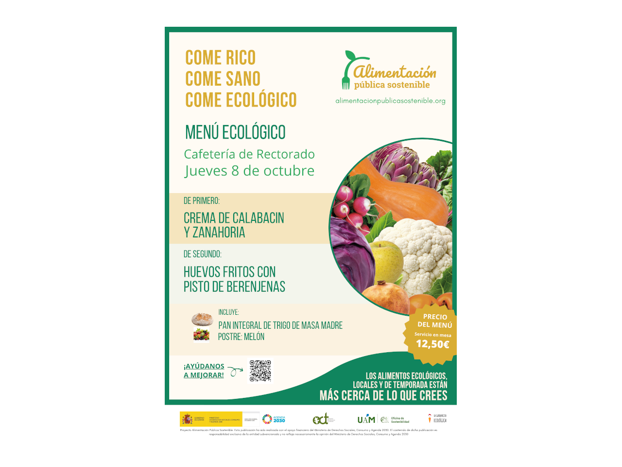 cartel del menú semanal