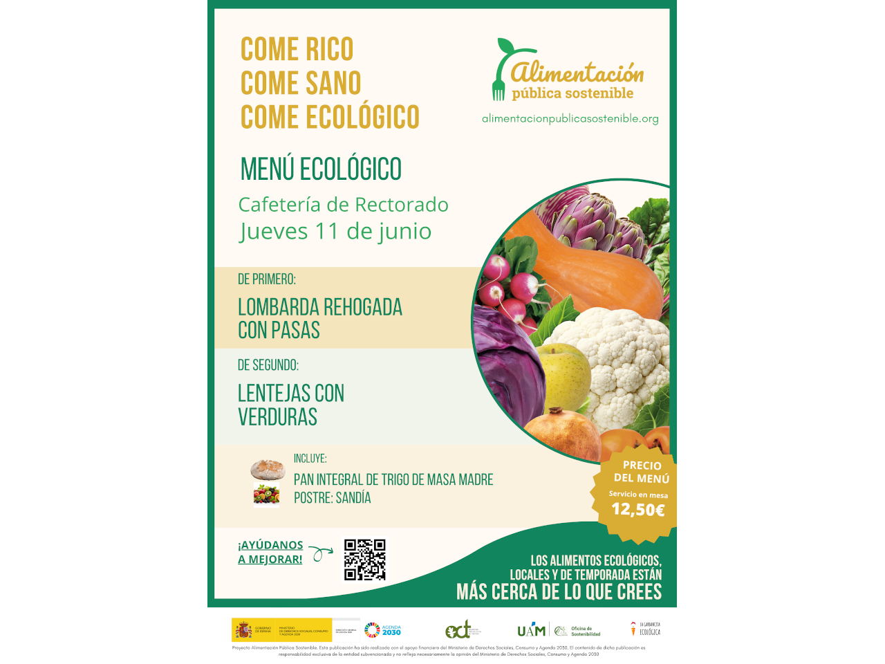 cartel del menú semanal
