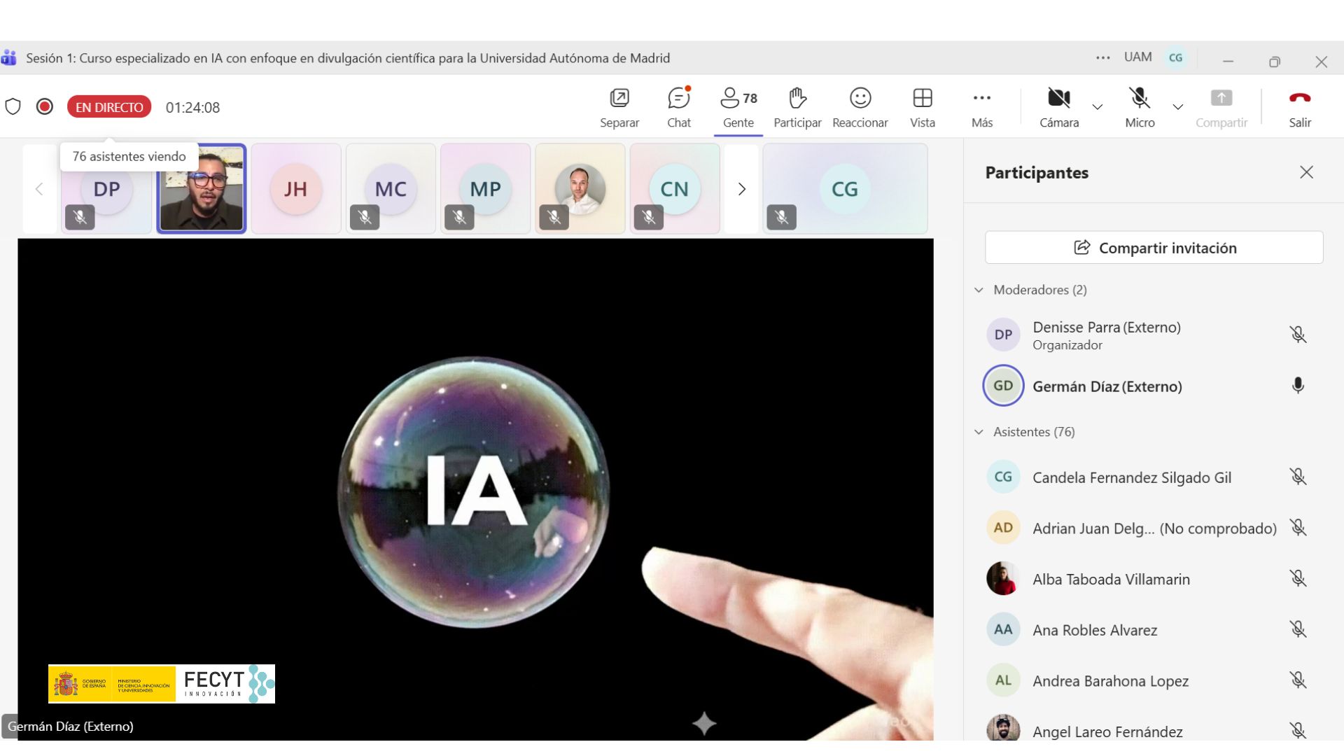 Sesión online en directo del curso