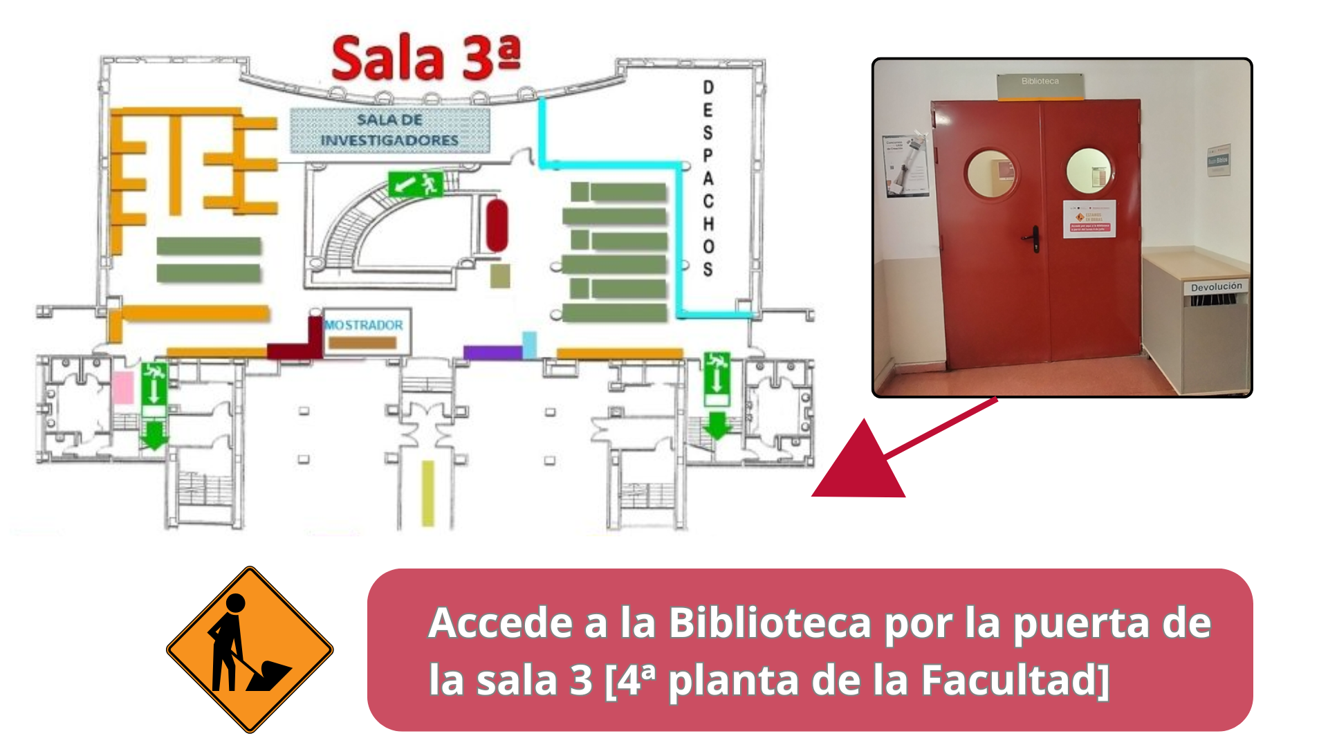 PLano para acceder a la Biblioteca durante las obras