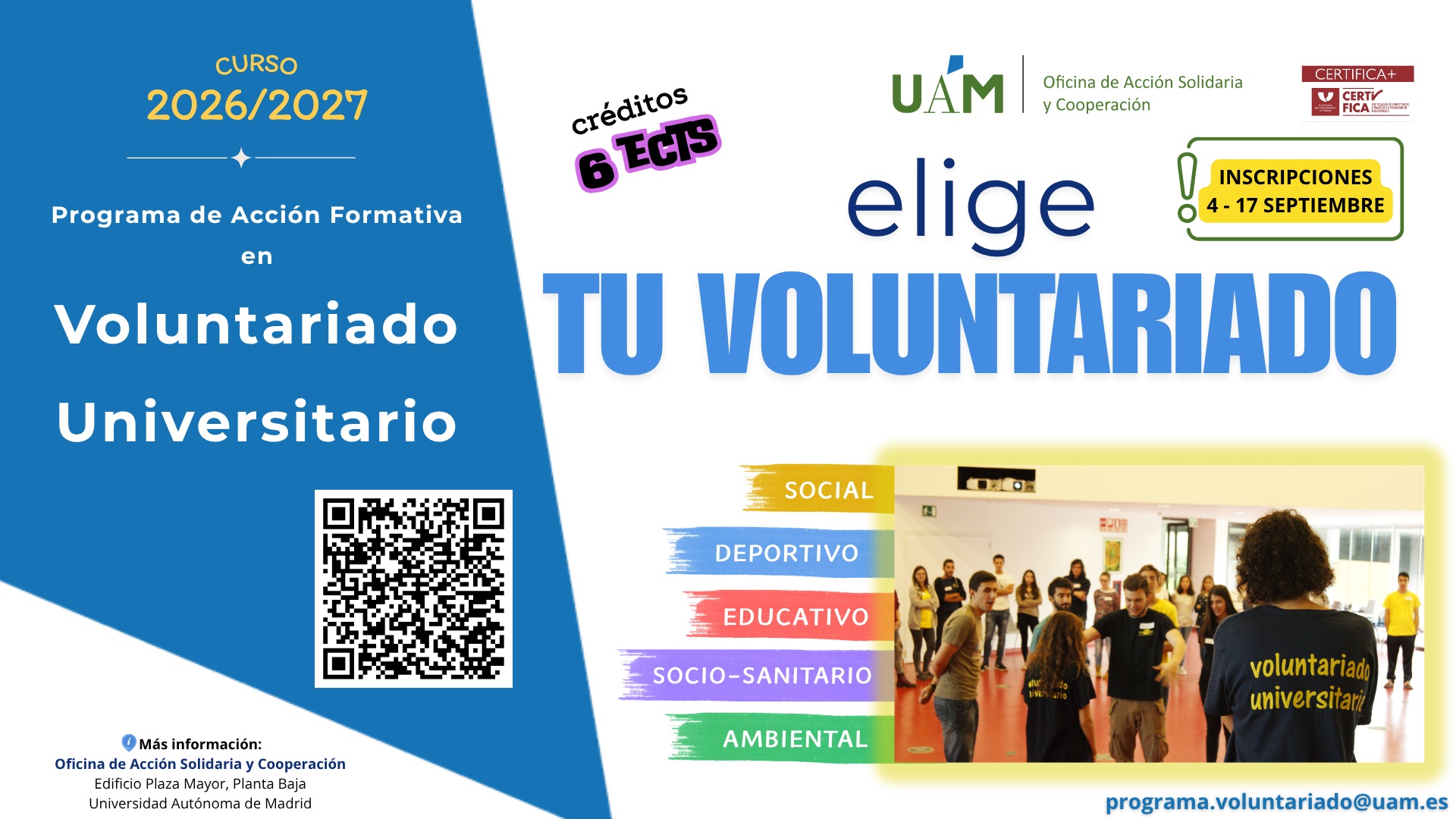 Imagen Programa de Acción Formativa en Voluntariado Universitario UAM
