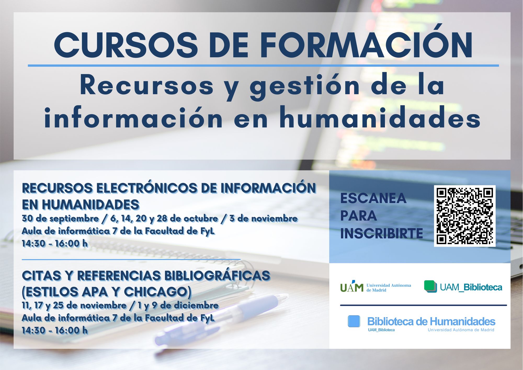 Cartel que anuncia los cursos de formación