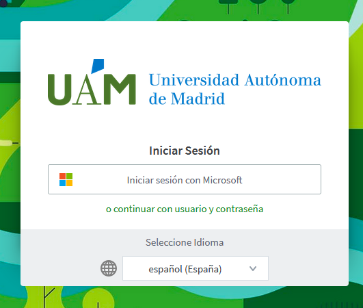 pantalla inicio sesión uam