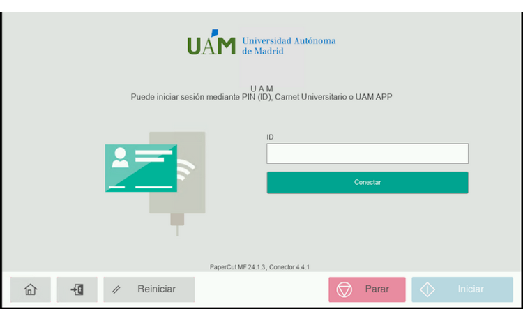 pantalla autentificacion impresora