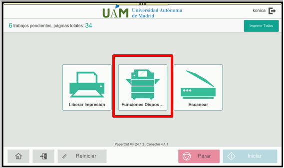 pantalla trabajos pendientes impresora