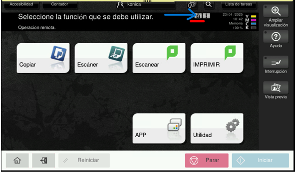 pantalla información 