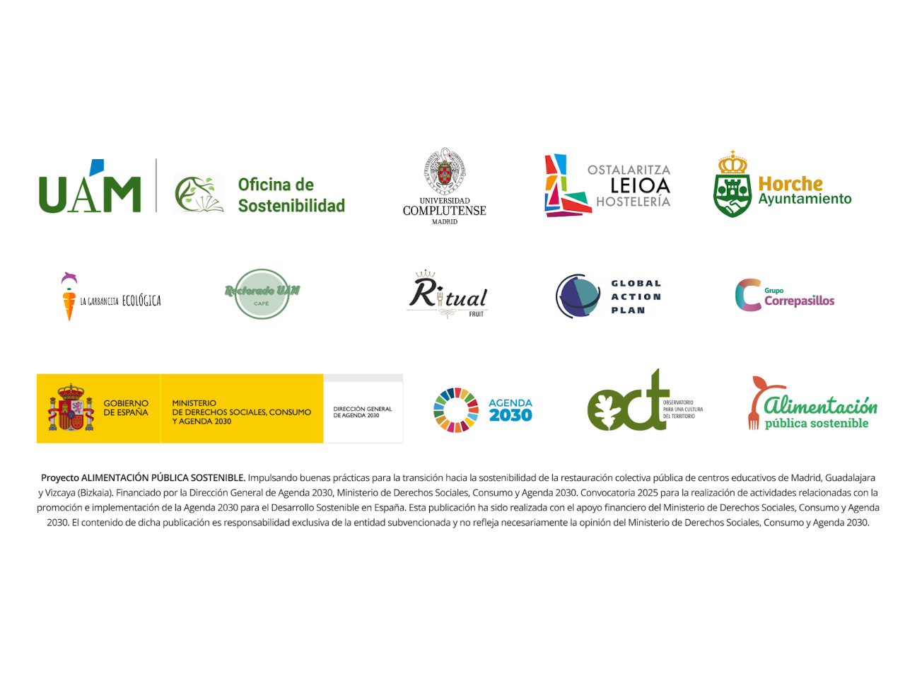 Logos participantes Alimentacion Publica Sostenible