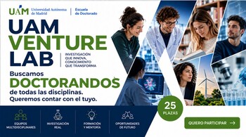 Cartel del UAM Venture Lab. Personas de diferentes disciplinas. 25 plazas.